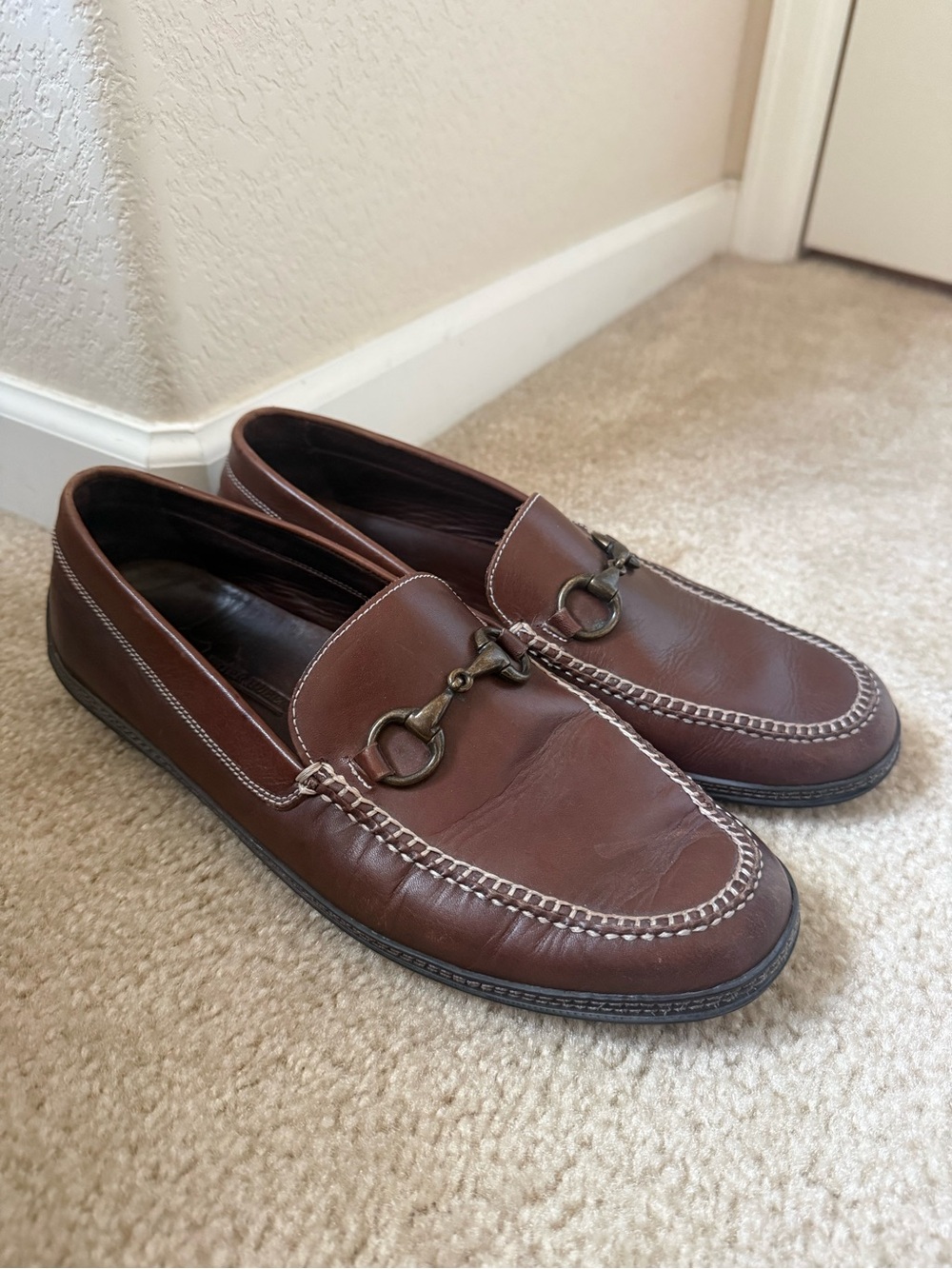 Peter Huber Men's 11M Brown Leather Horsebit
Loafers Driving Shoes